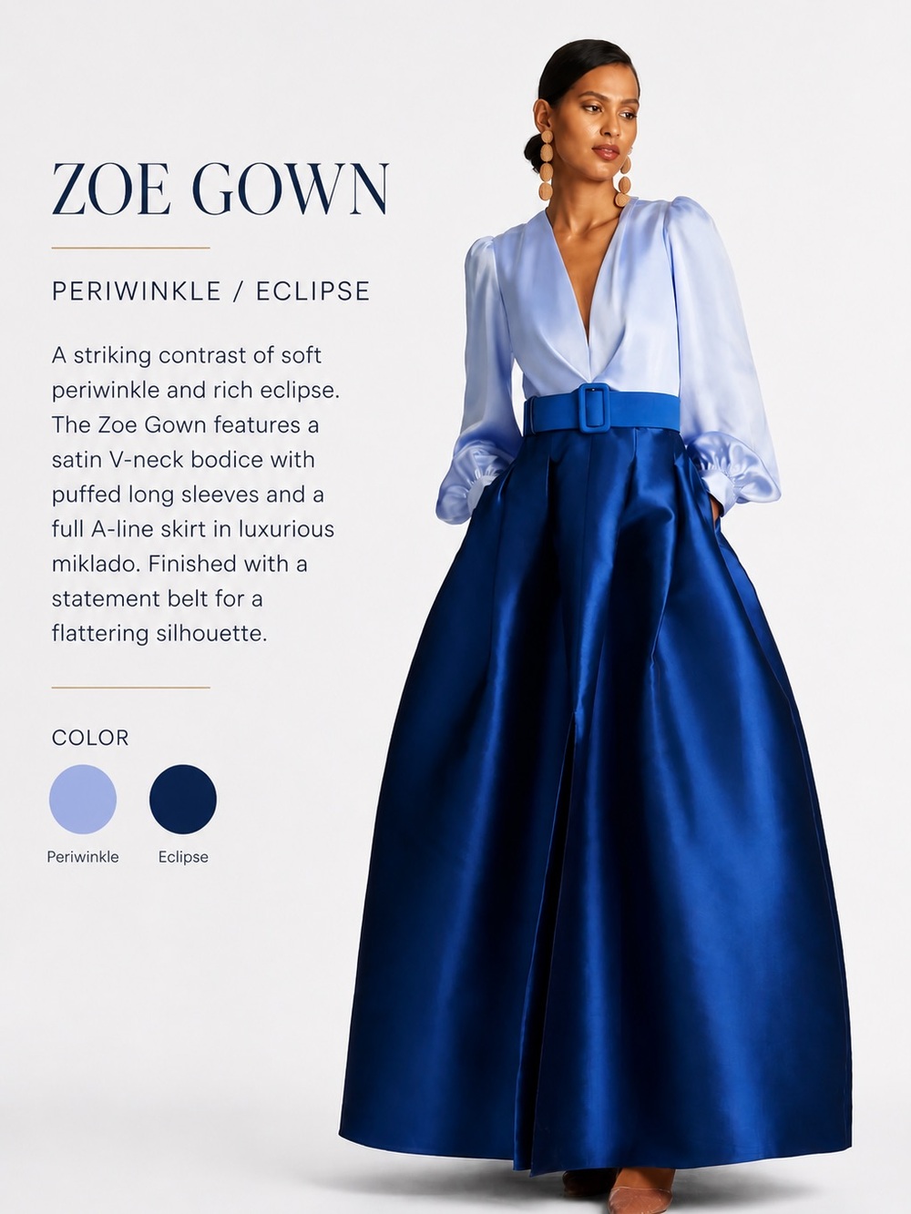 Sachin + Babi Zoe Gown in Periwinkle and Eclipse